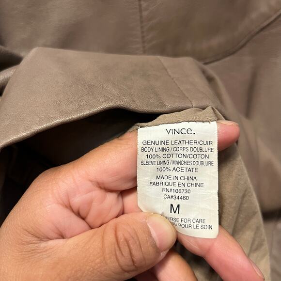 Vince Fitted Leather Blazer‎ Size Medium Tan - Picture 3 of 6